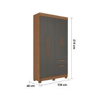 Guarda-Roupa Solteiro Santos Andirá Londrina com 4 Portas, 2 Gavetas e 3 Prateleiras - 130cm de largura - 11