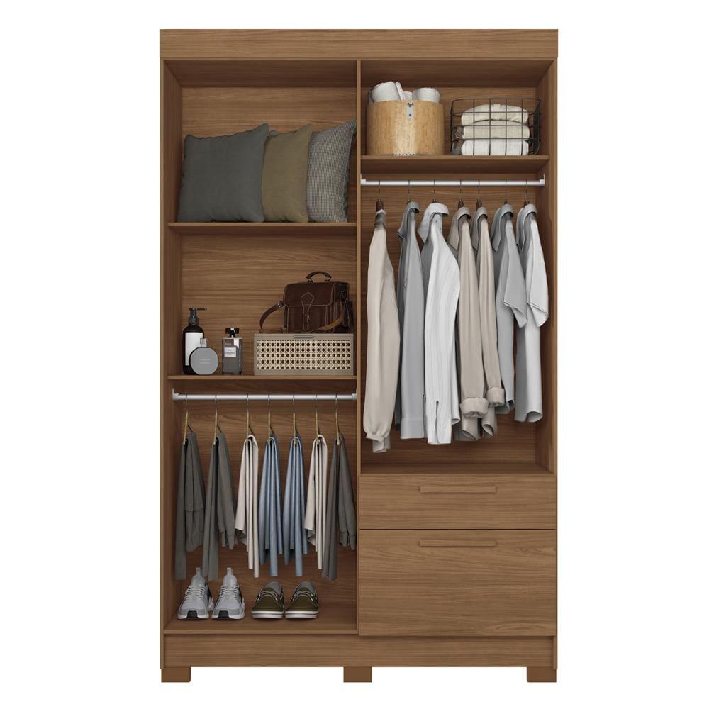 Guarda-Roupa Solteiro Santos Andirá Londrina com 4 Portas, 2 Gavetas e 3 Prateleiras - 130cm de largura - 4