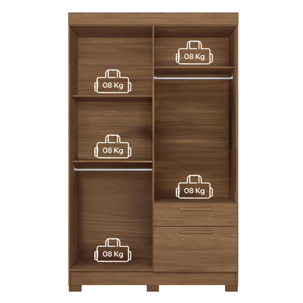 Guarda-Roupa Solteiro Santos Andirá Londrina com 4 Portas, 2 Gavetas e 3 Prateleiras - 130cm de largura - 9