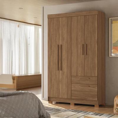 Guarda-Roupa Solteiro Santos Andirá Londrina com 4 Portas, 2 Gavetas e 3 Prateleiras - 130cm de largura