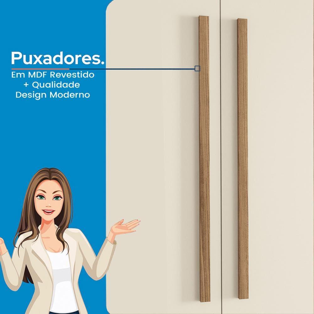 Guarda-Roupa Casal Santos Andirá Maringa com 3 Portas de Correr, 2 Gavetas e 5 Prateleiras - 194,4cm de largura - 4