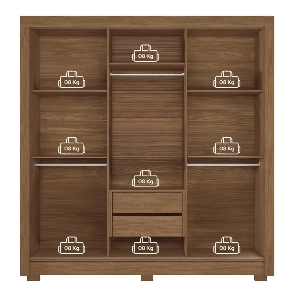 Guarda-Roupa Casal Santos Andirá Maringa com 3 Portas de Correr, 2 Gavetas e 5 Prateleiras - 194,4cm de largura - 7