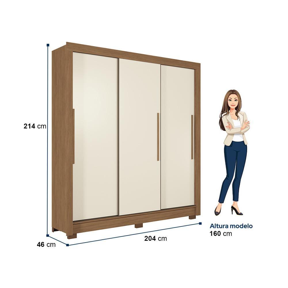 Guarda-Roupa Casal Santos Andirá Maringa com 3 Portas de Correr, 2 Gavetas e 5 Prateleiras - 194,4cm de largura - 9