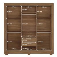 Guarda-Roupa Casal Santos Andirá Maringa com 3 Portas de Correr, 2 Gavetas e 5 Prateleiras - 194,4cm de largura - 6