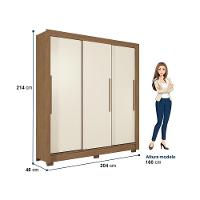 Guarda-Roupa Casal Santos Andirá Maringa com 3 Portas de Correr, 2 Gavetas e 5 Prateleiras - 194,4cm de largura - 9