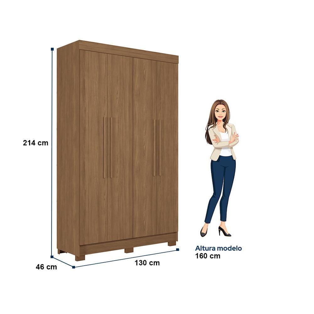 Guarda-Roupa Solteiro Santos Andirá Sarandi com 4 Portas, 2 Gavetas e 4 Prateleiras - 130cm de largura - 10