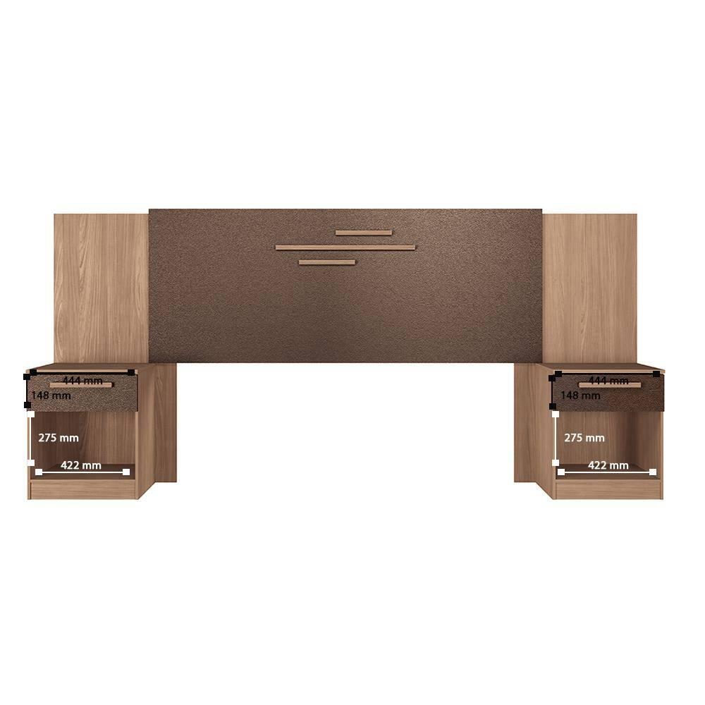 Cabeceira para Cama Casal Santos Andirá Chicago com 2 Gavetas – Wood/Couro Terracota - 5