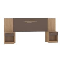 Cabeceira para Cama Casal Santos Andirá Chicago com 2 Gavetas – Wood/Couro Terracota - 1