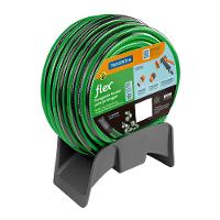 Mangueira Tramontina Flex para Jardim Verde com Faixa Preta em PVC 4 Camadas, Engate Rápido, Engate Rosqueado, Hidropistola e Suporte – 15 Metros - 1