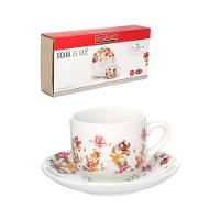 Jogo de Xícaras de Café HausKraft Le Jardin em Porcelana com Pires 90ml – 6 Peças - 4