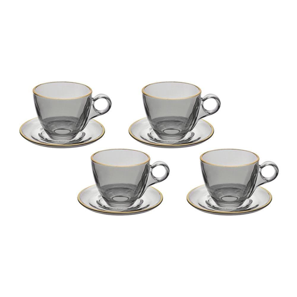 Conjunto de Xícaras para Chá Hauskraft Menfis com Pires em Cristal ônix 170ml – 4 Peças - 1