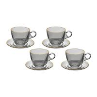 Conjunto de Xícaras para Chá Hauskraft Menfis com Pires em Cristal ônix 170ml – 4 Peças - 1