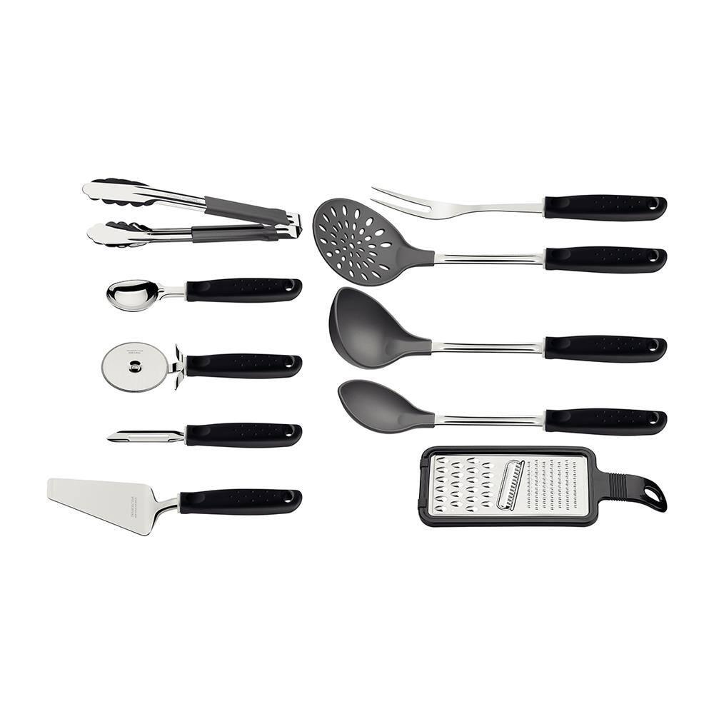 Jogo de Utensílios para Cozinha Tramontina Utilitá em Inox Preto – 10 Peças - 2