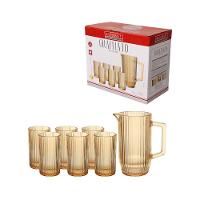 Conjunto de Jarra e Copos Hauskraft em Vidro Graffiato Âmbar – 7 Peças - 4