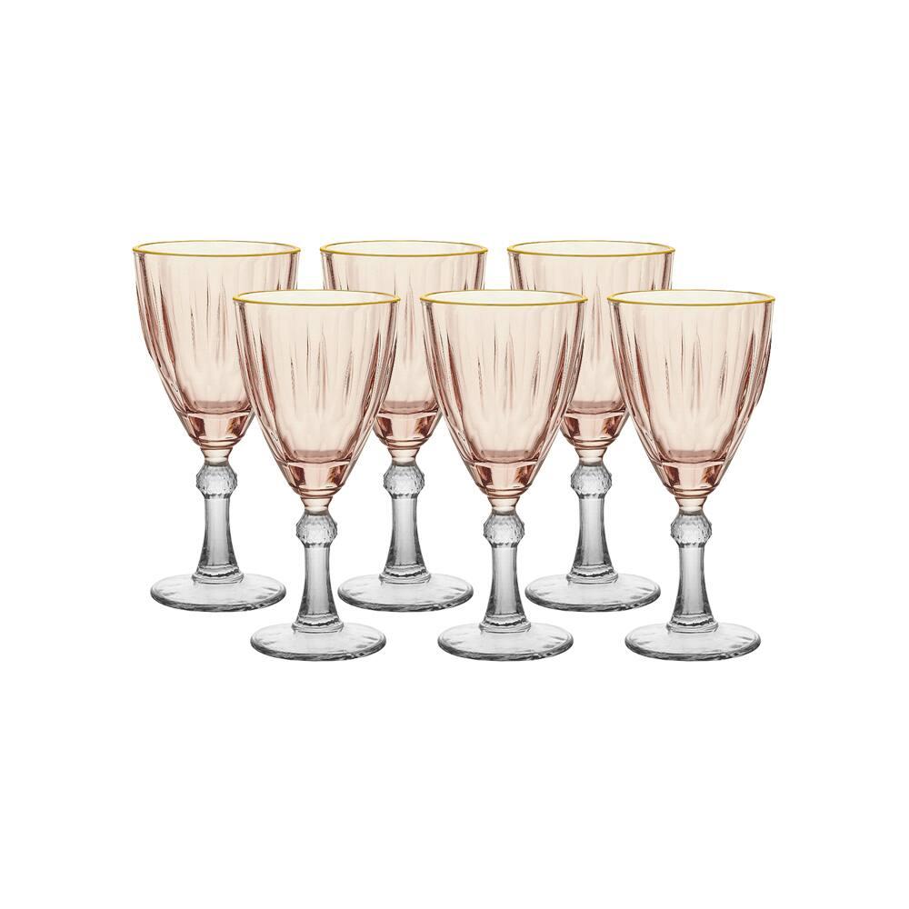 Conjunto de Taças para Água/Vinho Hauskraft Dominic em Vidro 275 ml Rosa - 6 Peças - 1