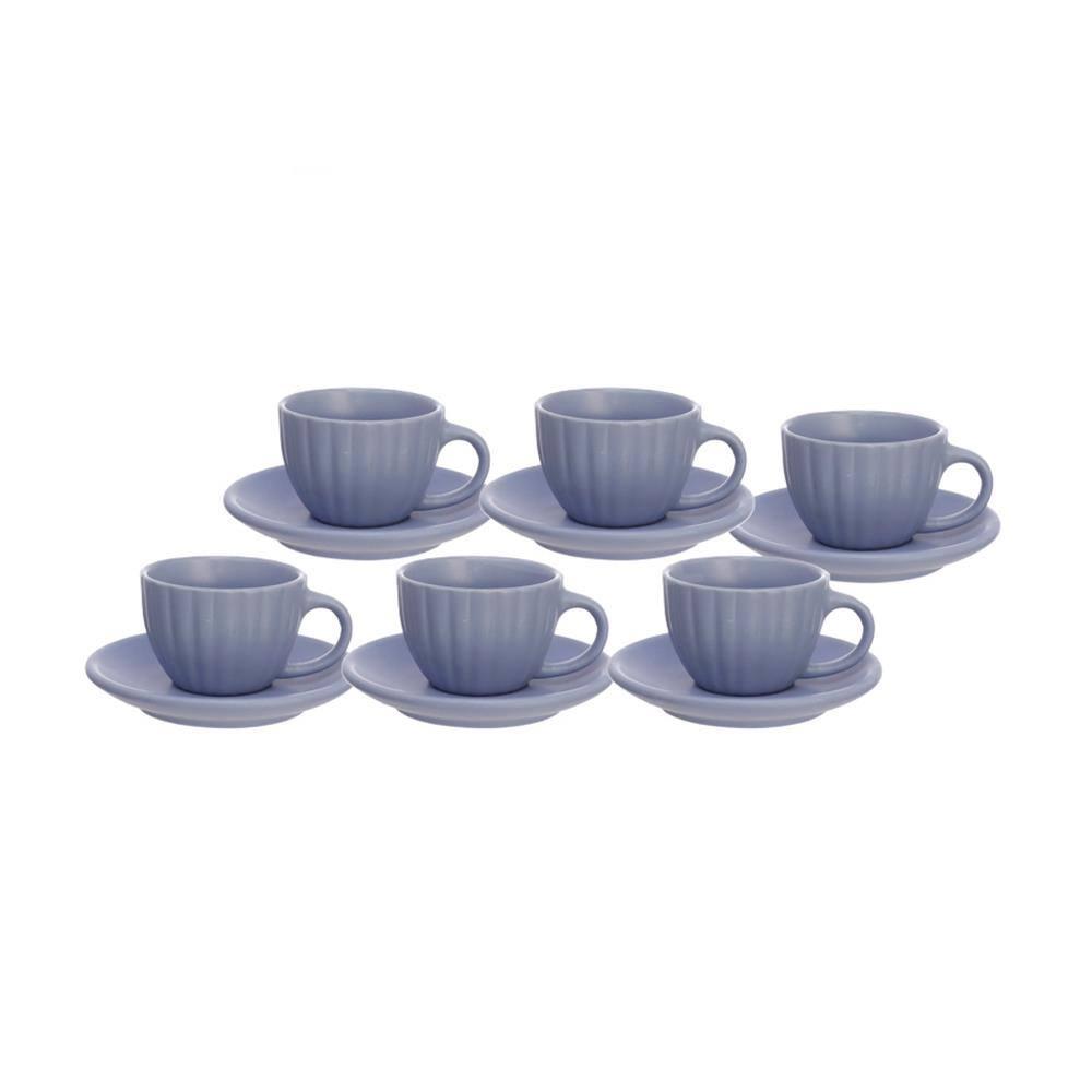 Conjunto de Xícaras para Café Hauskraft Bella em Cerâmica 90 ml Azul – 6 Peças - 1