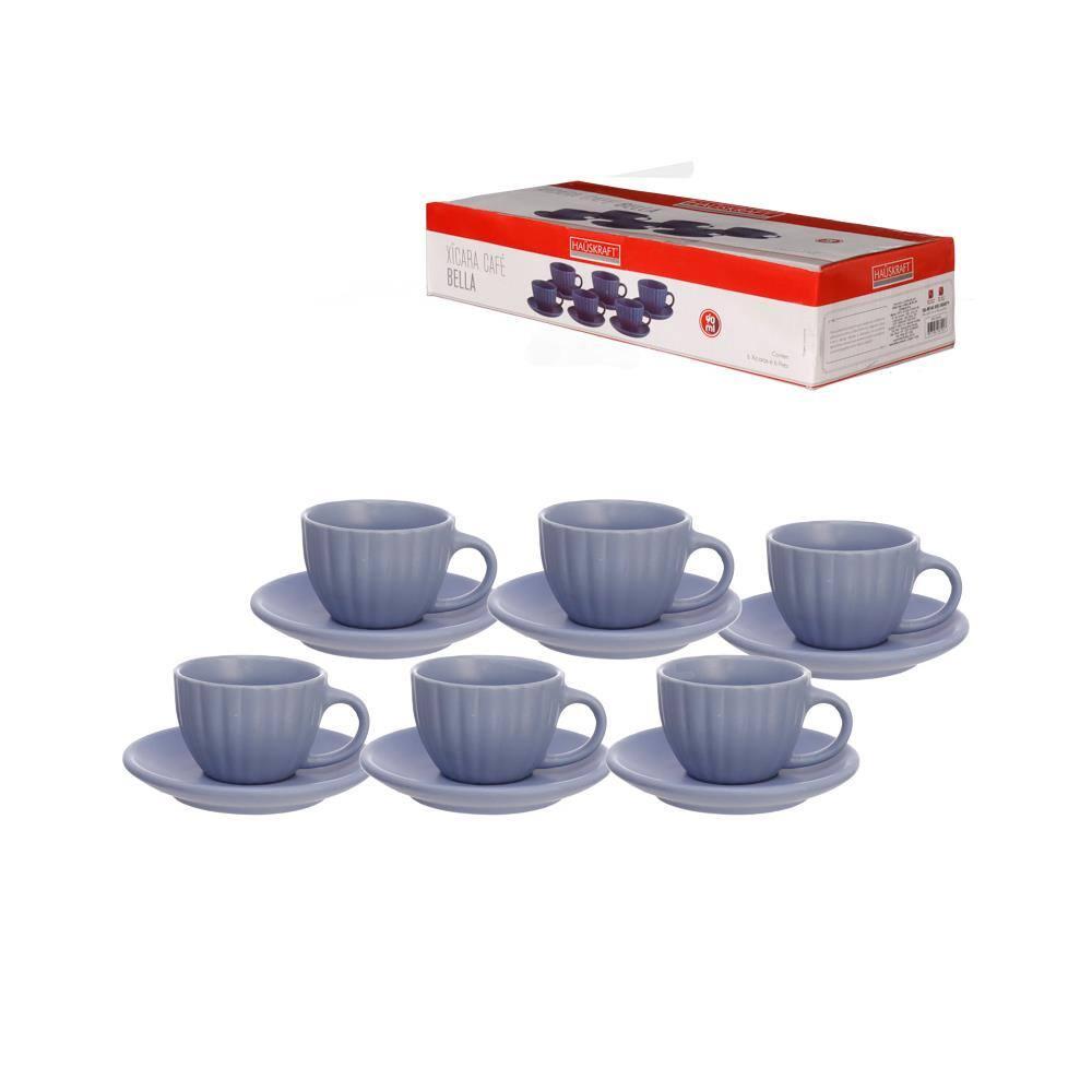 Conjunto de Xícaras para Café Hauskraft Bella em Cerâmica 90 ml Azul – 6 Peças - 5
