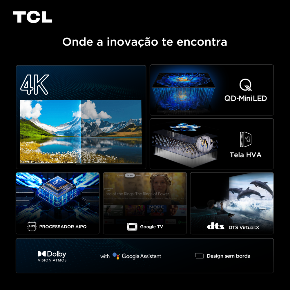 Smart TV TCL 50" 4K QD-Mini Led 50C6KS 60Hz com Sistema Operacional Google TV - 22
