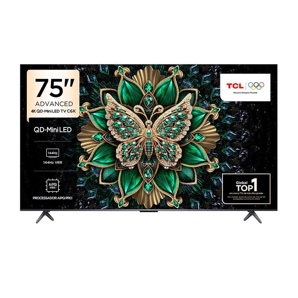 Smart TV 75" TCL 75C6K 4K QD-Mini Led 144Hz com Sistema Operacional Google TV - 1