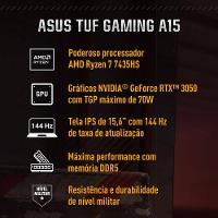 Notebook Gamer 15,6” ASUS TUF A15 144Hz Ryzen 7 KeepOS 8GB RAM 512GB SSD Preto - 2