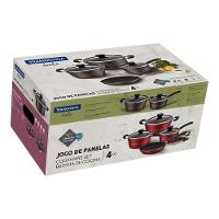 Jogo de Panelas Tramontina Sicília em Alumínio com Revestimento Interno e Externo Antiaderente Starflon Excellent Vermelho – 4 Peças - 4