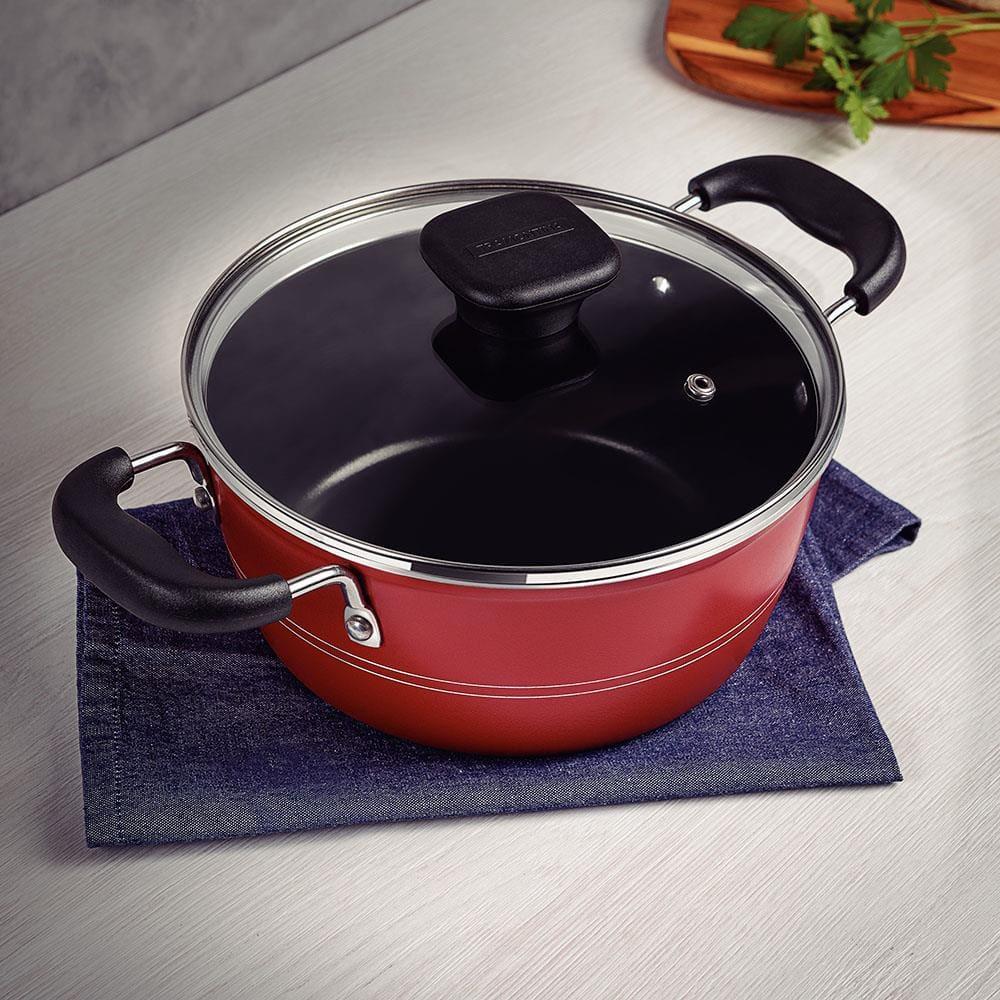 Caçarola Tramontina Sicília em Alumínio com Revestimento Interno e Externo Antiaderente Starflon Excellent 24cm - Vermelha - 2