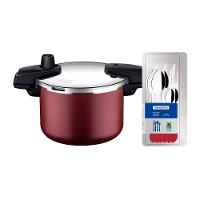 Panela de Pressão Tramontina Arizona em Alumínio, Revestimento Starflon Max 4,5L – Vermelha + Faqueiro 12 Peças Leme, Lâminas em Aço Inox – Vermelho - 1