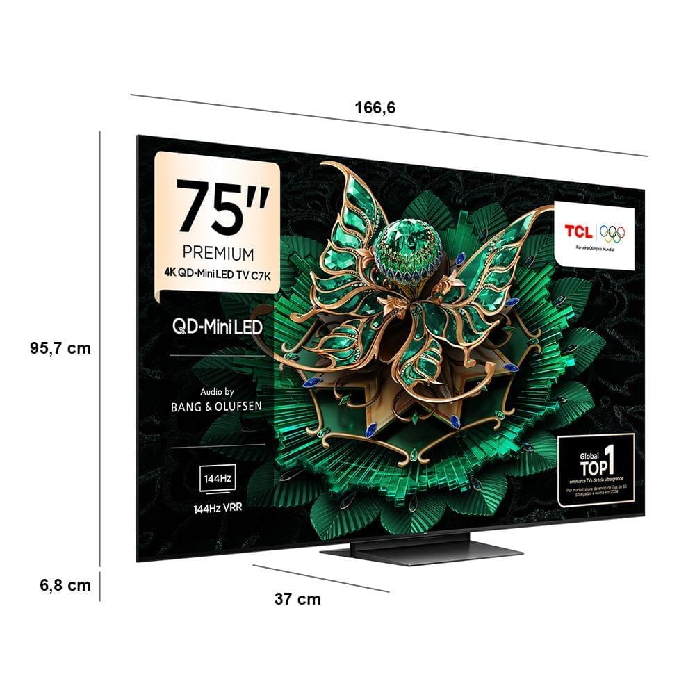 Smart TV 75" TCL 75C7K 4K QD-Mini Led 144Hz com Sistema Operacional Google TV - 9