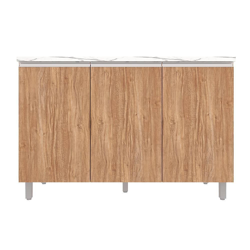 Balcão Triplo Bartira Amazonita com 3 Portas, 1 Prateleira e 120cm de largura - Damasco - 2