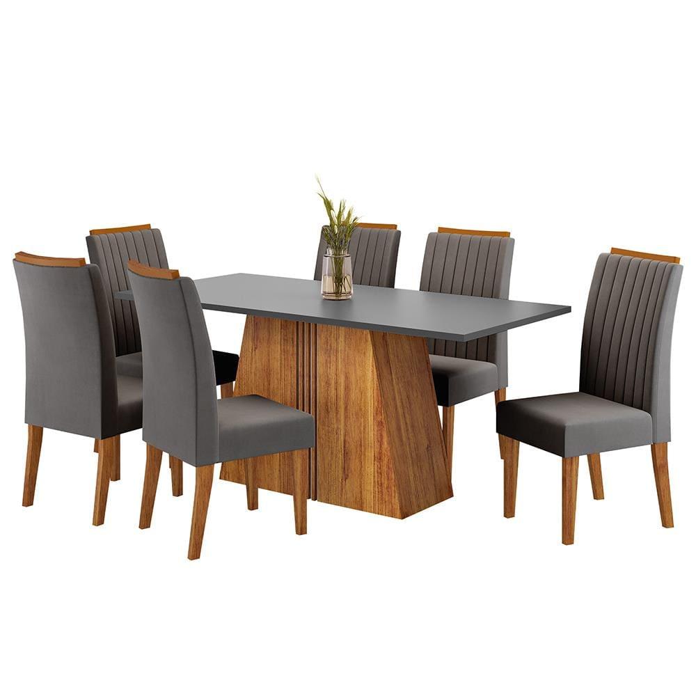 Mesa de Jantar 6 Cadeiras Viero Lumina Estofada Veludo - 2