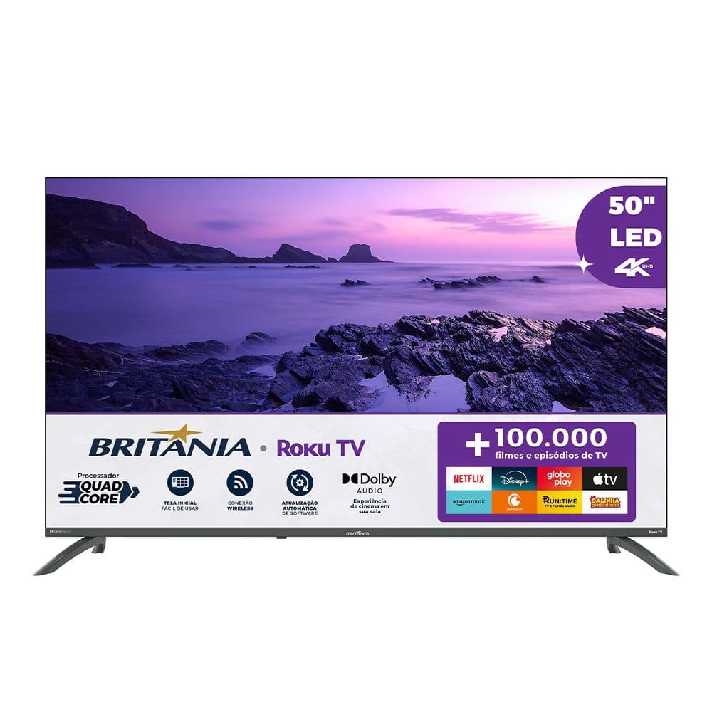 Smart TV 50" Britânia Ultra HD LED BTV50VA4REGB com Sistema Operacional Roku TV, Dolby Audio, Processador Quad-Core, Entradas USB e HDMI - 1