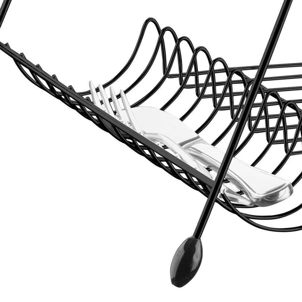 Escorredor de Louças 2 Andares Utimil em Aço Cromado - Preto - 2