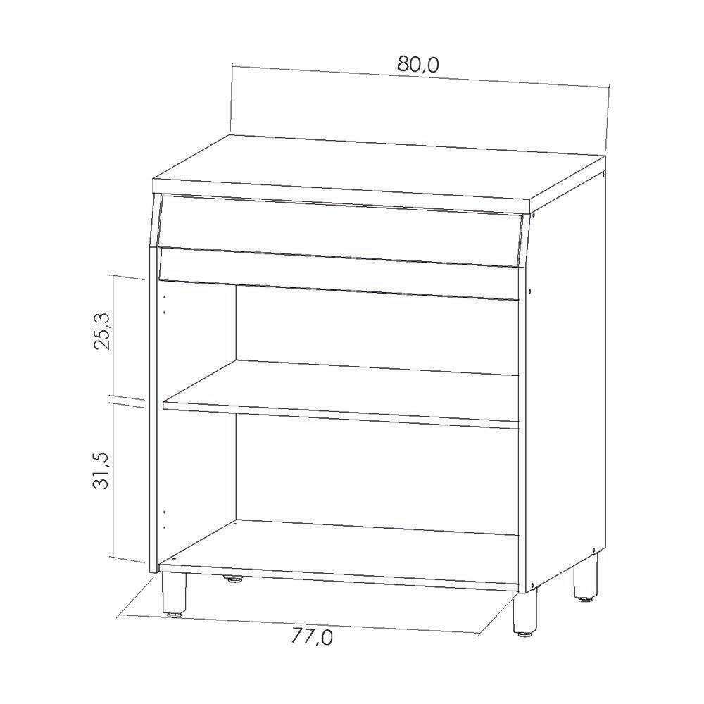 Balcão Nesher Simone Mendes com 2 Portas, 1 Gaveta e 1 Prateleira - 80cm de largura - Carvalho/Greige - 3