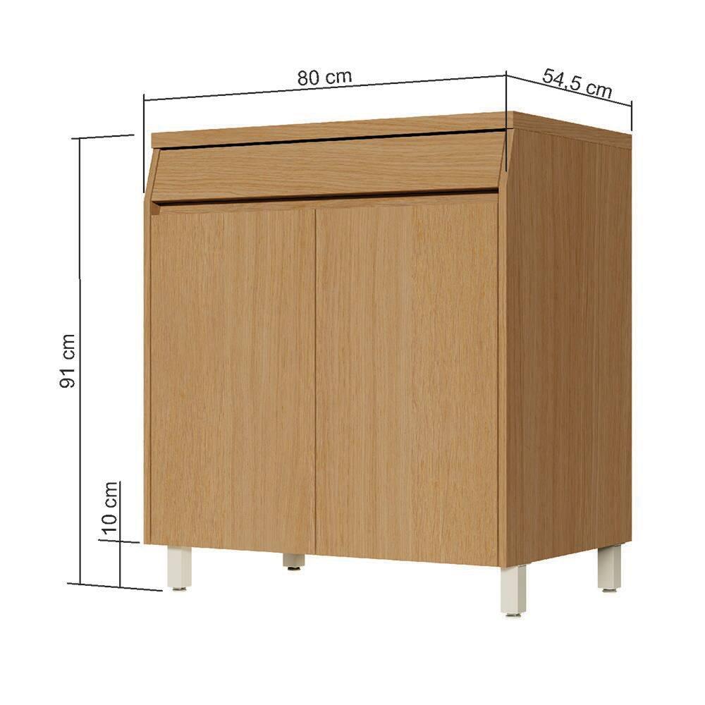 Balcão Nesher Simone Mendes com 2 Portas, 1 Gaveta e 1 Prateleira - 80cm de largura - Carvalho/Greige - 4