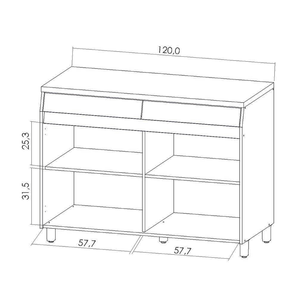 Balcão Nesher Simone Mendes com 2 Portas, 2 Gavetas e 1 Prateleira - 120cm de largura - Carvalho/Greige - 3