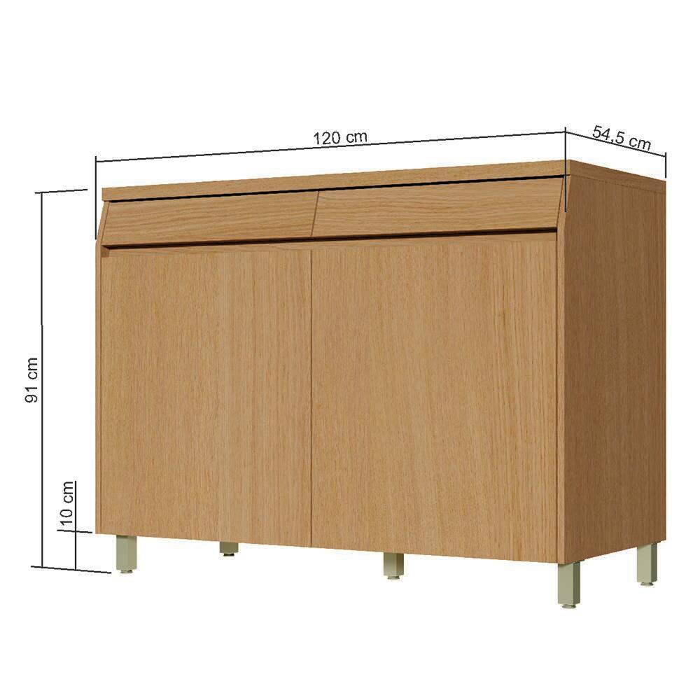 Balcão Nesher Simone Mendes com 2 Portas, 2 Gavetas e 1 Prateleira - 120cm de largura - Carvalho/Greige - 4