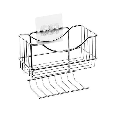 Porta Shampoo com Saboneteira Utimil Cromado Adesivo PVC 16x19,5x11cm Suporta 3kg