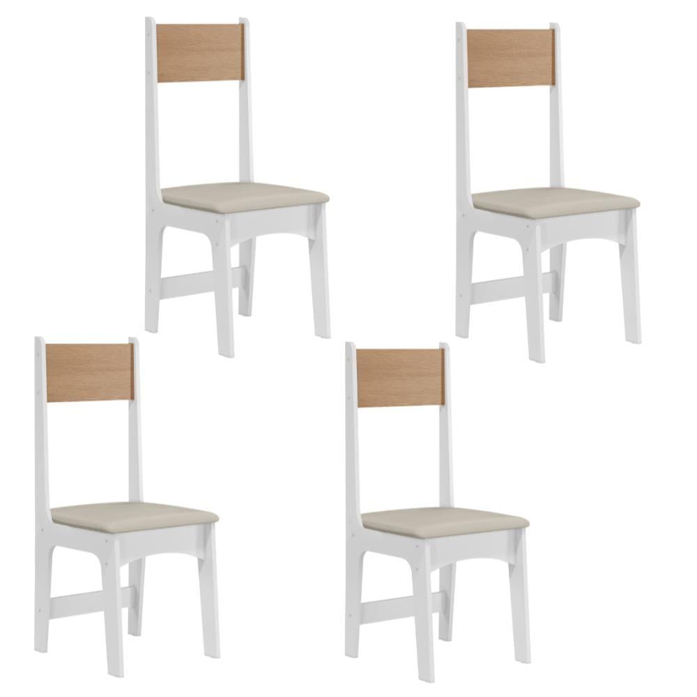 Conjunto de Mesa Sonetto Delta 110cm Tampo Mel Arredondado 4 Cadeiras Assento Revestido em Courino Design Moderno Seguro - 5