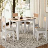 Conjunto de Mesa Sonetto Delta 110cm Tampo Mel Arredondado 4 Cadeiras Assento Revestido em Courino Design Moderno Seguro - 1