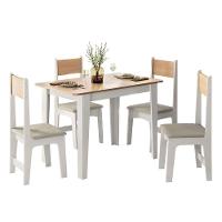 Conjunto de Mesa Sonetto Delta 110cm Tampo Mel Arredondado 4 Cadeiras Assento Revestido em Courino Design Moderno Seguro - 3