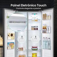 Geladeira 428L Hisense RS3P428 Side by Side Inverter Frost Free Portas Planas Puxador Embutido Cinza - 5