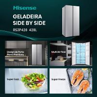 Geladeira 428L Hisense RS3P428 Side by Side Inverter Frost Free Portas Planas Puxador Embutido Cinza - 7