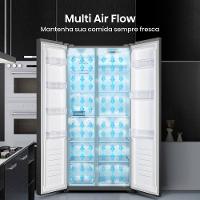 Geladeira 428L Hisense RS3P428 Side by Side Inverter Frost Free Portas Planas Puxador Embutido Cinza - 8