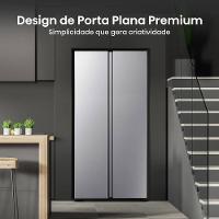 Geladeira 428L Hisense RS3P428 Side by Side Inverter Frost Free Portas Planas Puxador Embutido Cinza - 9