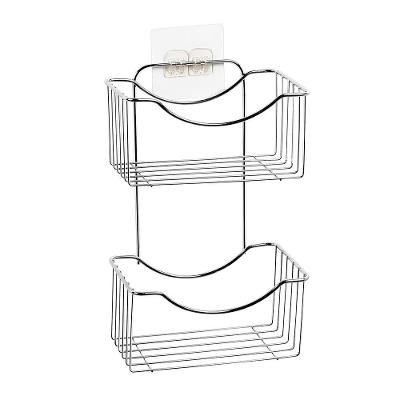 Suporte Porta Shampoo Sabonete Parede 31x19x11cm Fixação Adesiva Aço Cromado