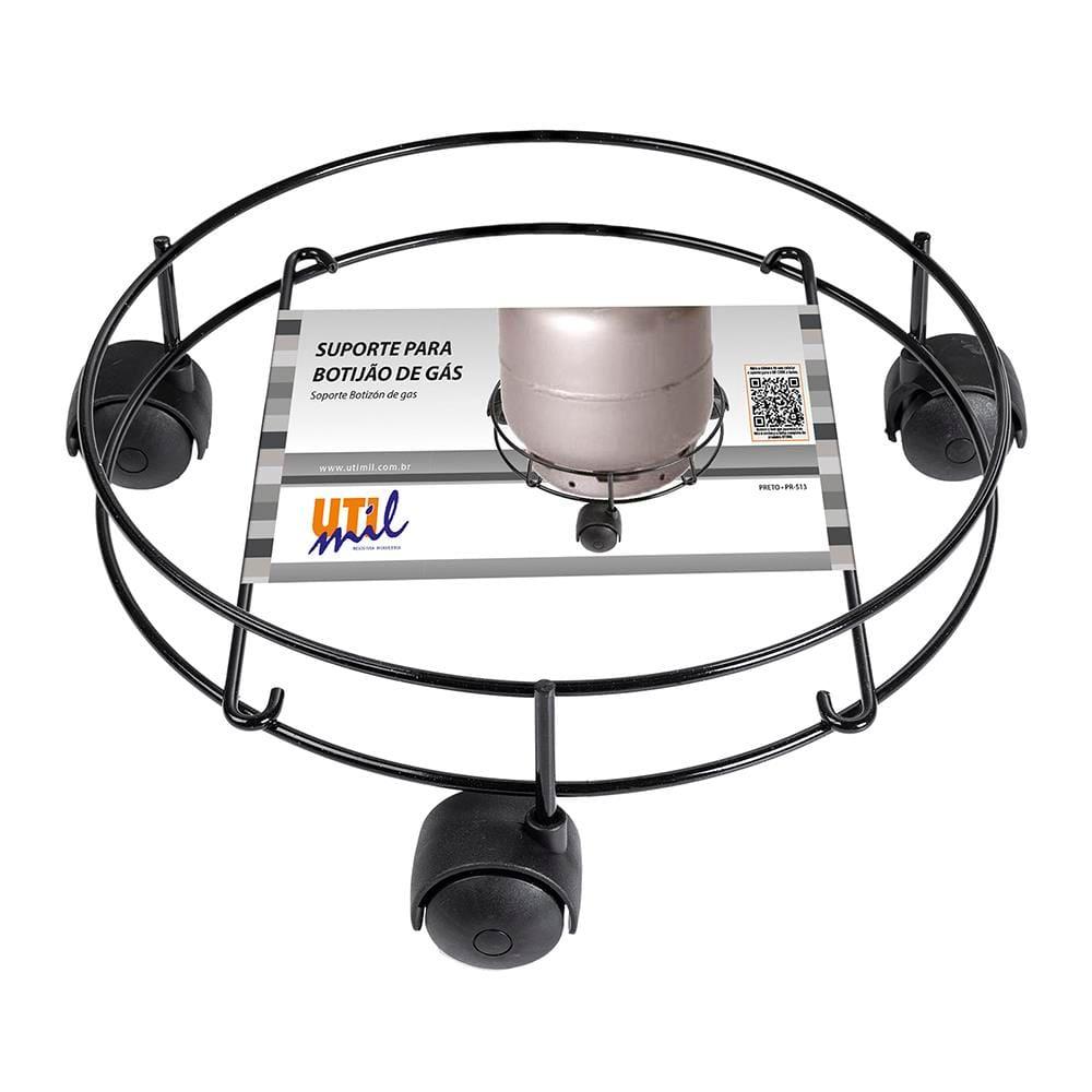 Porta Botijão de Gás Utimil Preto PR513 9x30x30cm Aço Epóxi com Rodízios Resistente e Prático - 2