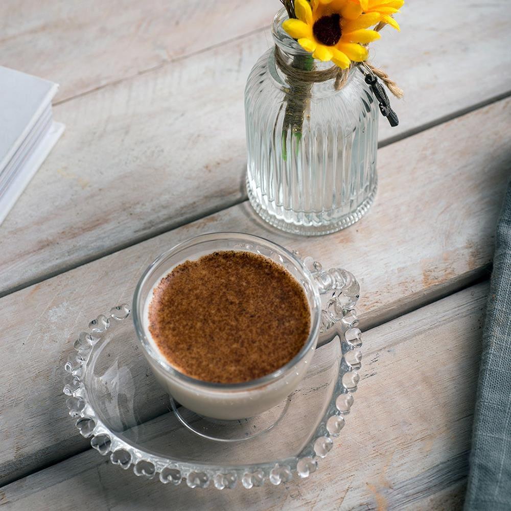 Xícara de Café com Pires Lyor Coração 80ml Cristal Design Romântico - 6