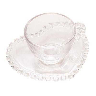 Xícara de Café com Pires Lyor Coração 80ml Cristal Design Romântico