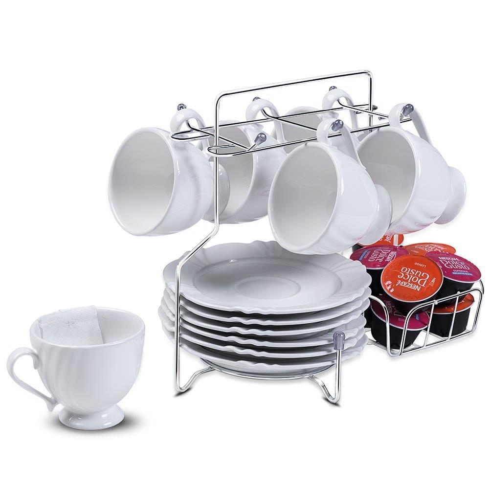Suporte para Xícaras Pires Cápsulas Café Utimil Cromado com 6 Ganchos 25x19x29,5cm - 2