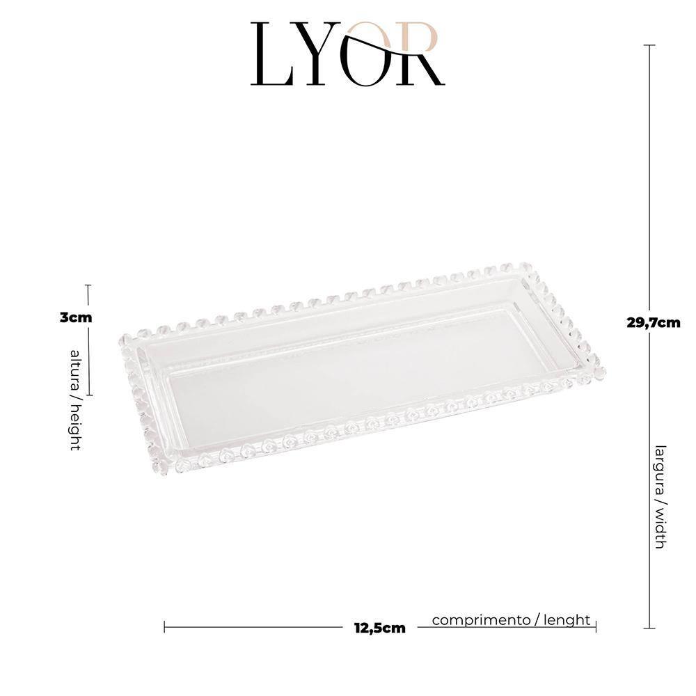 Travessa Cristal Lyor Coração 30X13X3 Retangular Incolor Elegante Versátil - 9